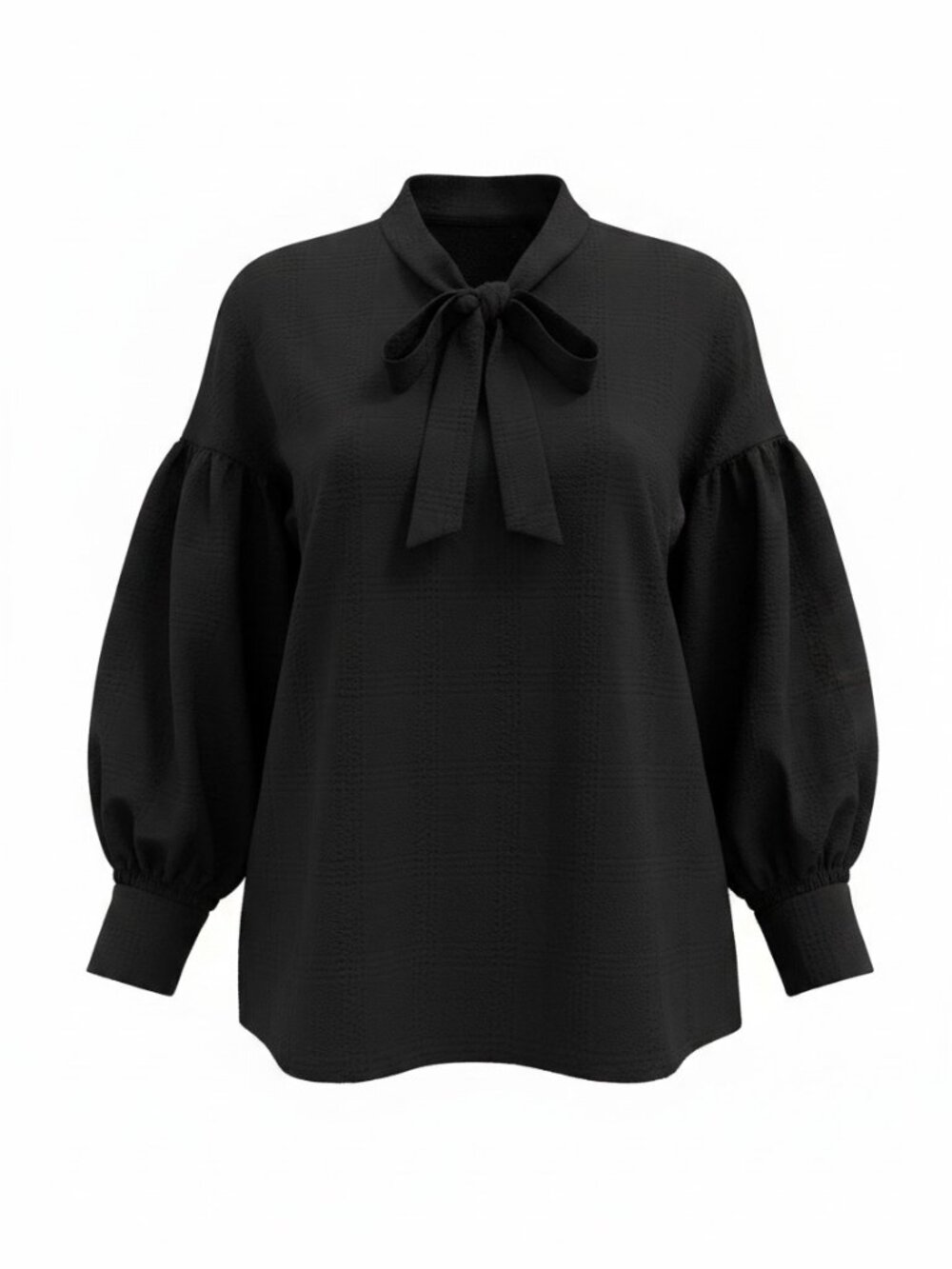 TEIJA Navy Blue Seersucker Puff Sleeve Blouse Size 12